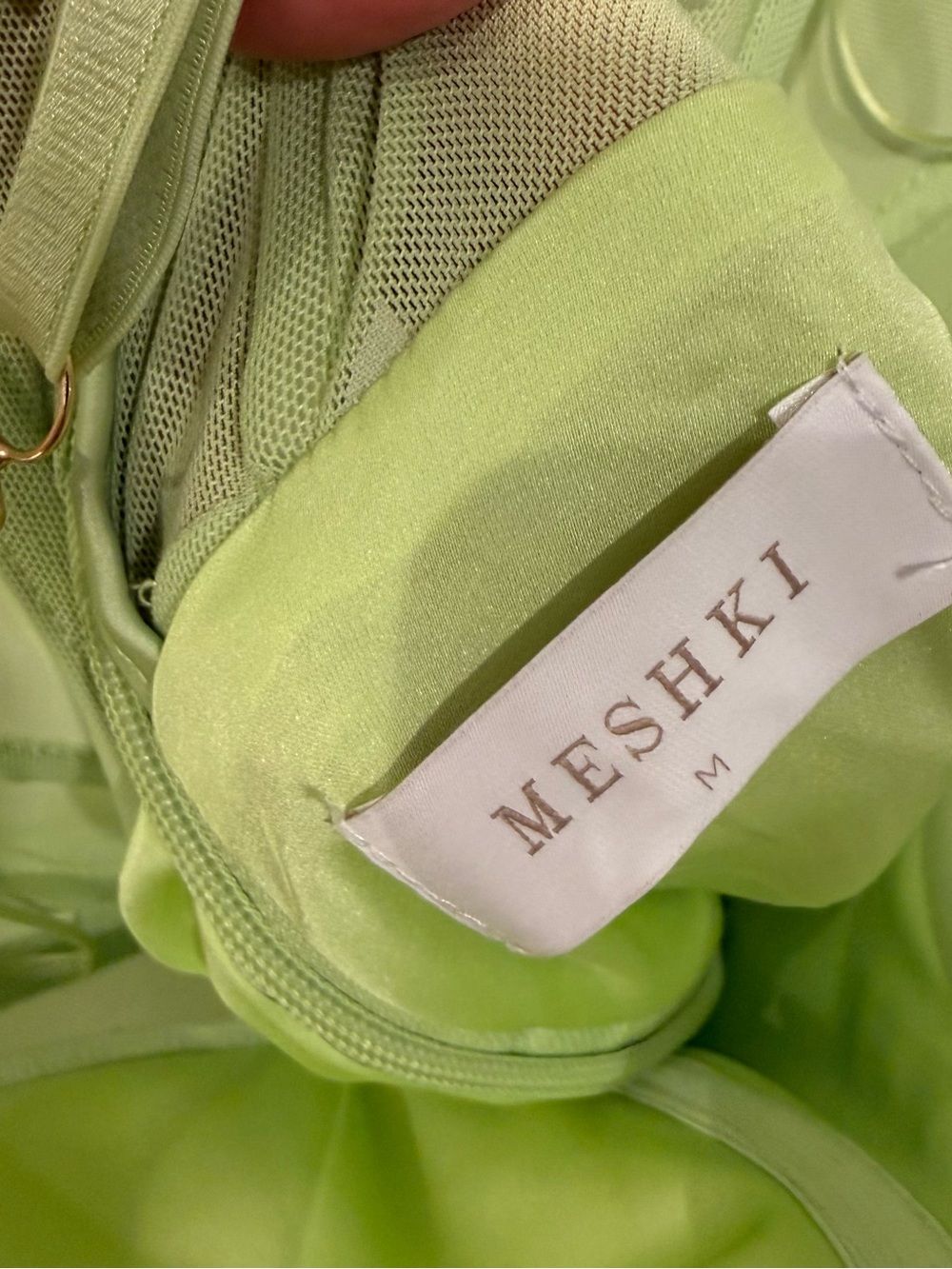 MESHKI lime green satin dress – Size Medium – $80 - Picture 7 of 7